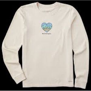 Life is Good L/S Wild at Heart Vintage Crusher Shirt in "Putty White" Size Large